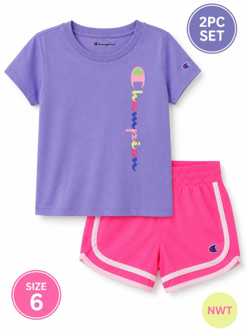 Champion Girls Athletic Shorts Set Lilac Pink Size 6